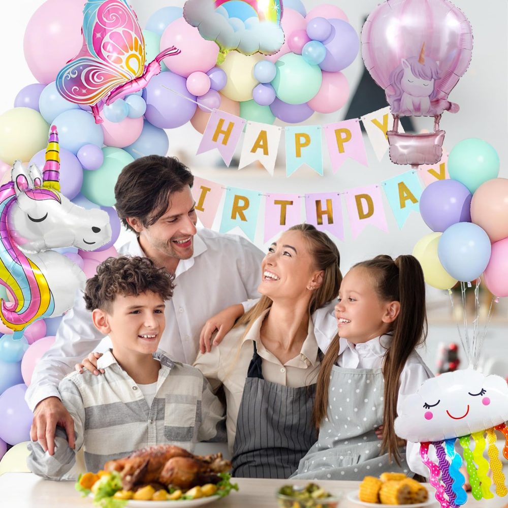 Unicorn Birthday Party Decoration Girl, 6th Unicorn Party Decoration, Number 6 Unicorn Balloons Happy Birthday Banner, Children's Birthday 6th Party Supplies for Girls Theme Birthday Celebration - Image 3