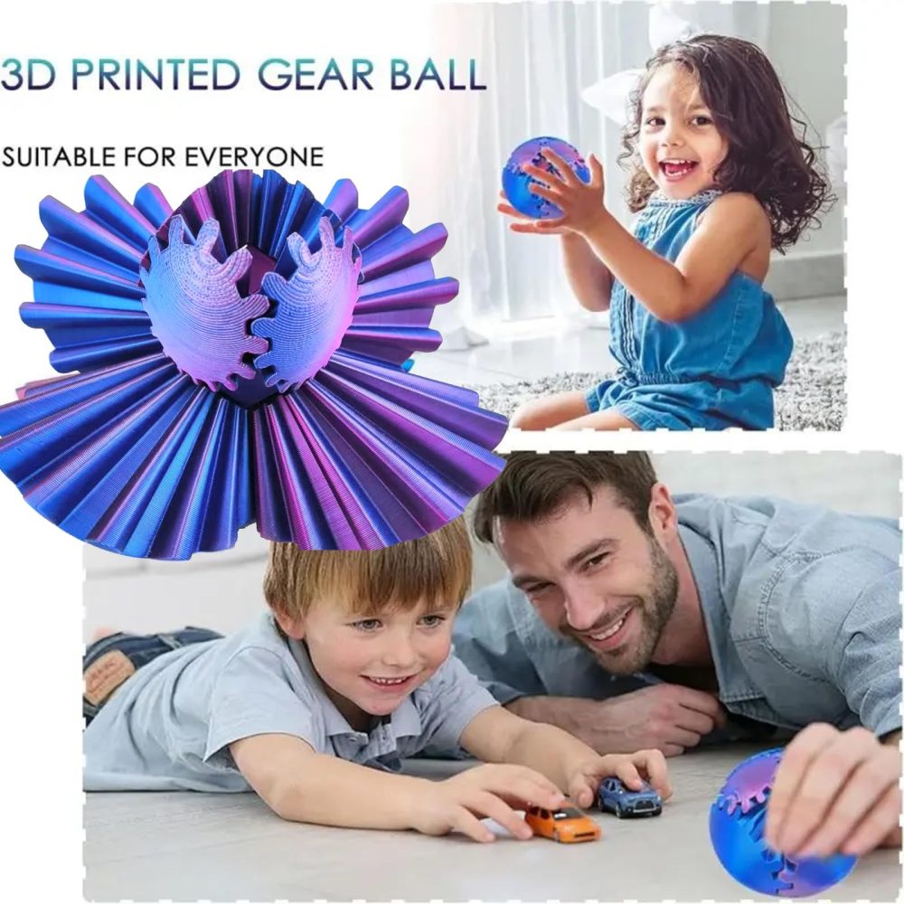 3D Printed Gear Ball Fidget, Gearsphere - The Steampunk Whirling Wonder Fidget, Gear Sphere Fidget Toy, Stress Relief Gift for Kids and Friends(Purple8cm) - Image 4