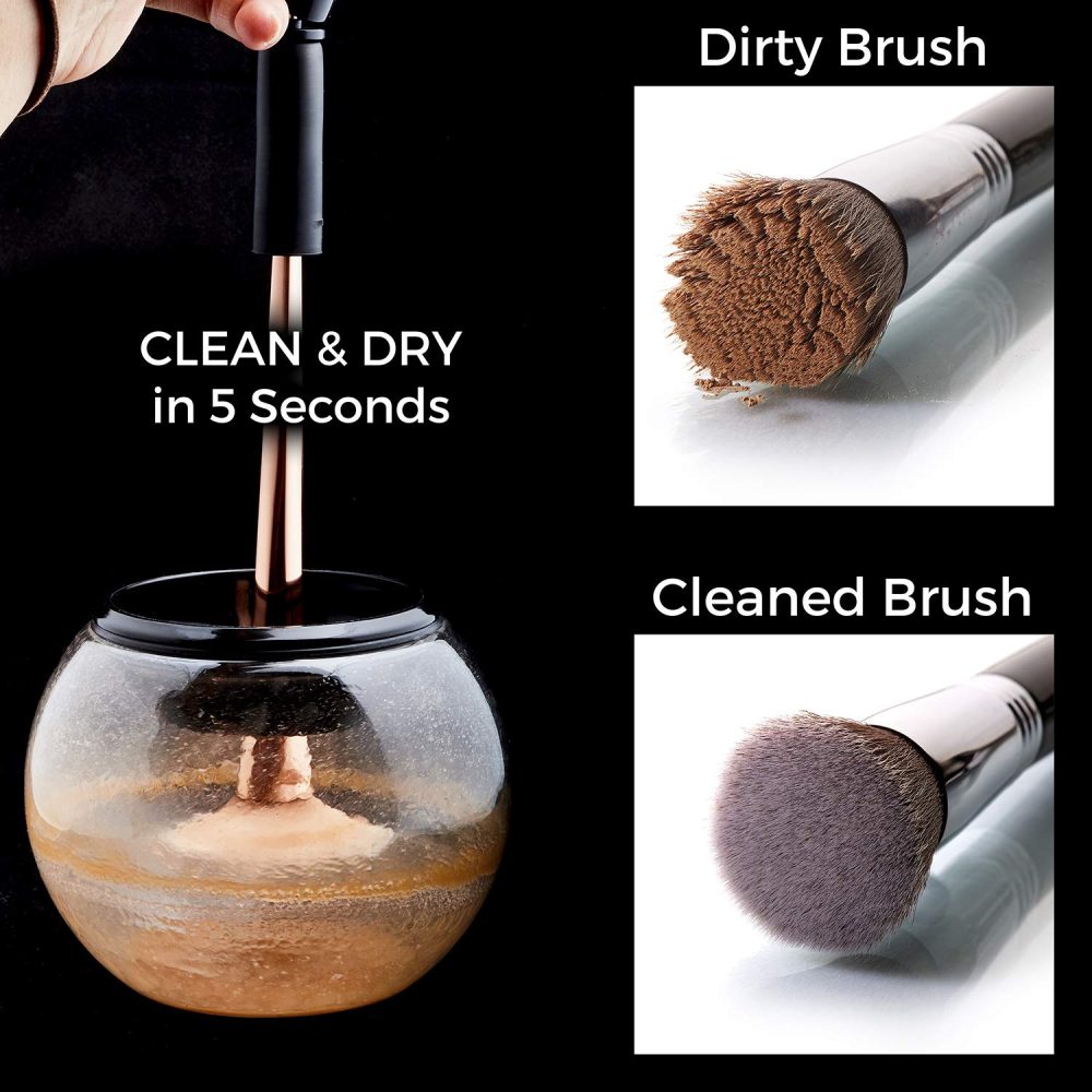 STYLPRO Makeup Brush Cleaner and Dryer Machine with 8 Brush Collars | Automatic Spinning Brush Cleaner with Heat Resistant Bowl | Premium Makeup Brush Cleaning Kit | Deeply Cleans and Dry in Seconds - Image 3
