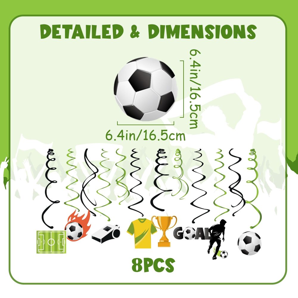 Football Hanging Swirl Party Decoration - 36 Pieces Football Party Decoration Football Banner Garlands Football Hanging Swirls Pattern Cards Soccer Bunting For Boys Kid Football Fans Birthday Party - Image 6