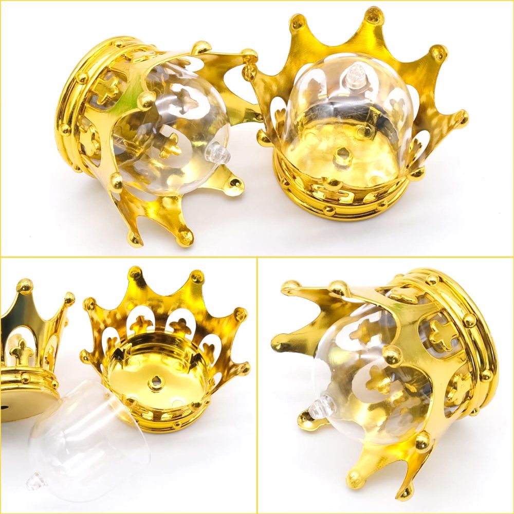 TULEBOLIAN Crown Candy Boxes Party Favorites, 12pcs Gold Fillable Crown With Dome Decorative Crown Candy Storage Boxes, Used For Baby Shower, Princess Party, Birthday Party, Wedding Decoration - Image 3