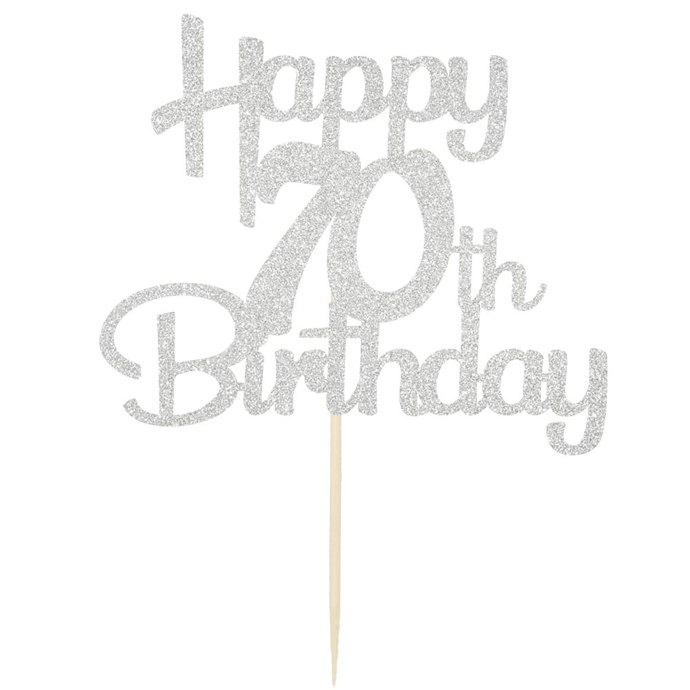 Sotpot Silver Glitter 70 Cake Topper, 70th Birthday Cake Decorations for Birthday Party Anniversary Party Supplies - Image 2