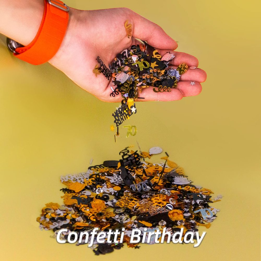 Giftota 70th Birthday Confetti (Gold Black) 30g, 70th Anniversary Confetti, 70th Number Confetti, 70th Birthday Anniversary Confetti Decoration Wedding Party Table Decorations - Image 4