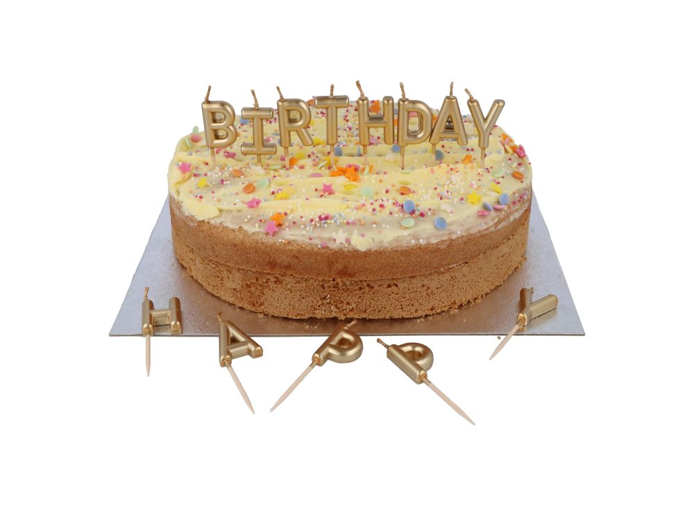 Henbrandt Pack of 13 Gold Happy Birthday Candles on Wooden Picks, Metallic Gold 7cm Lettered Happy Birthday Celebration Candles Cake Topper for Birthday Cake and Cupcake Decorations - Image 5