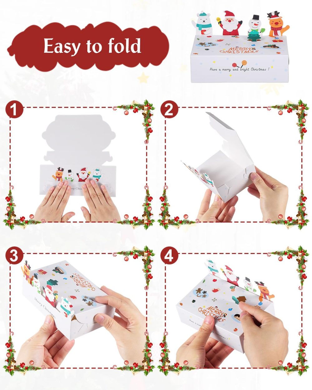 TsunNee 30PCS Christmas Party Gift Boxes, Xmas Paper Candy Boxes Cookies Boxes Favour Boxes, Novelty Gift Packaging Decor for Christmas Party Advent Calendar DIY - Image 2