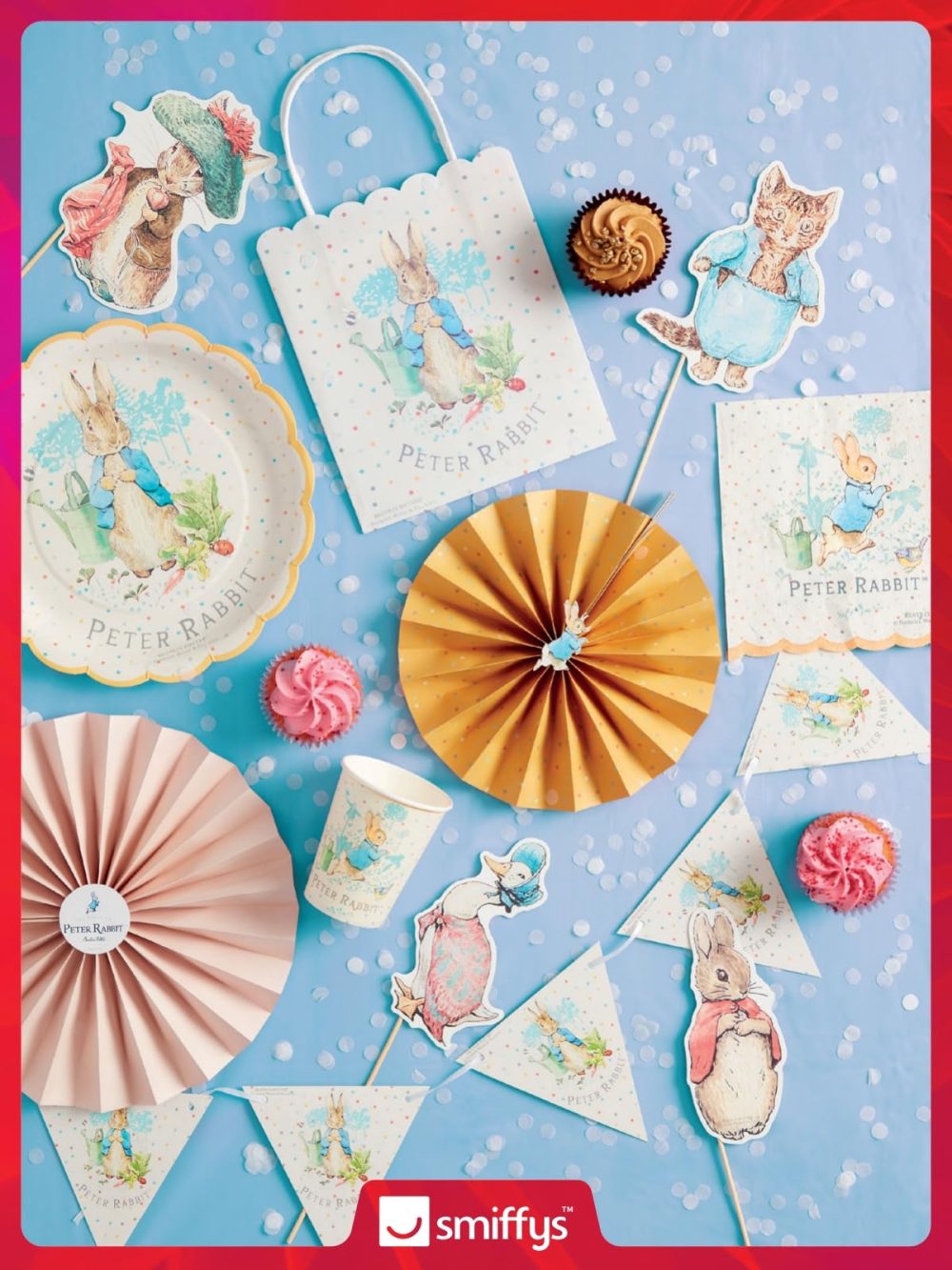Smiffys Peter Rabbit Classic Tableware Party Bunting (3m), Classic WaterColour Design with 20 Flags, Official License Partyware for Themed Birthday Events & Celebrations, Perfect for Decorating - Image 6