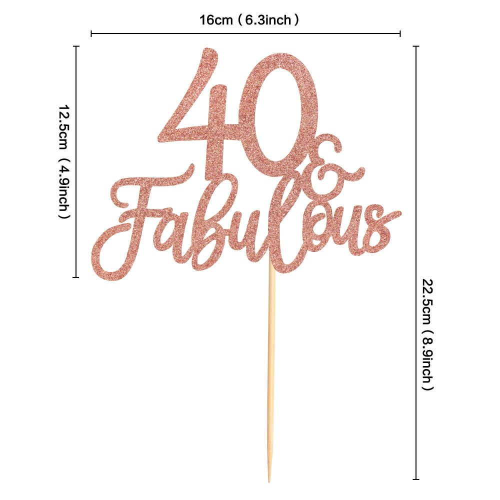 3Pcs 40 & Fabulous Cake Toppers 40 and Fabulous Cake Toppers for Happy 40th Birthday Cheers to 40 Party Decorations 40 Anniversary Birthday Cake Decorations Supplies - Image 7