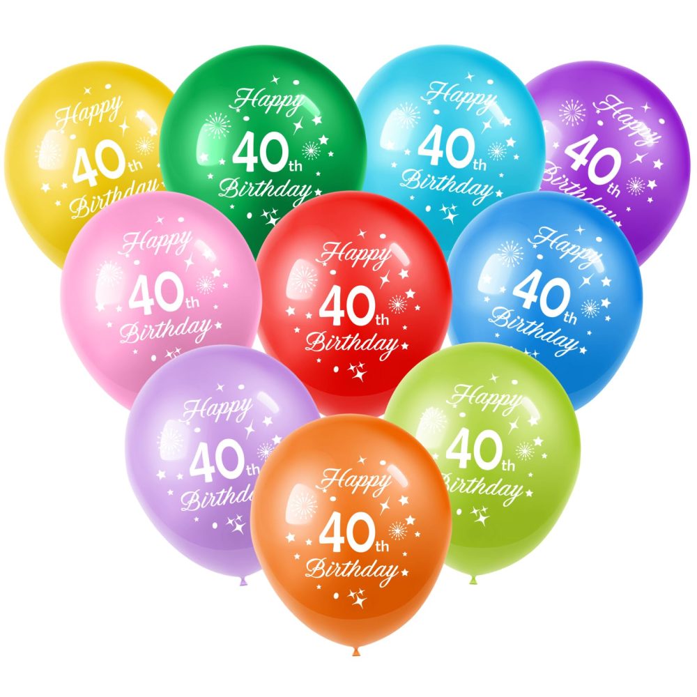 40th Birthday Balloons 10PCS, 12" Latex Assorted Multicolour Numbers Birthday Balloons, Digit Balloons, Number 40 Age Balloons for 40 Year Old Birthday, 40th Anniversaries Party Decorations Supplies