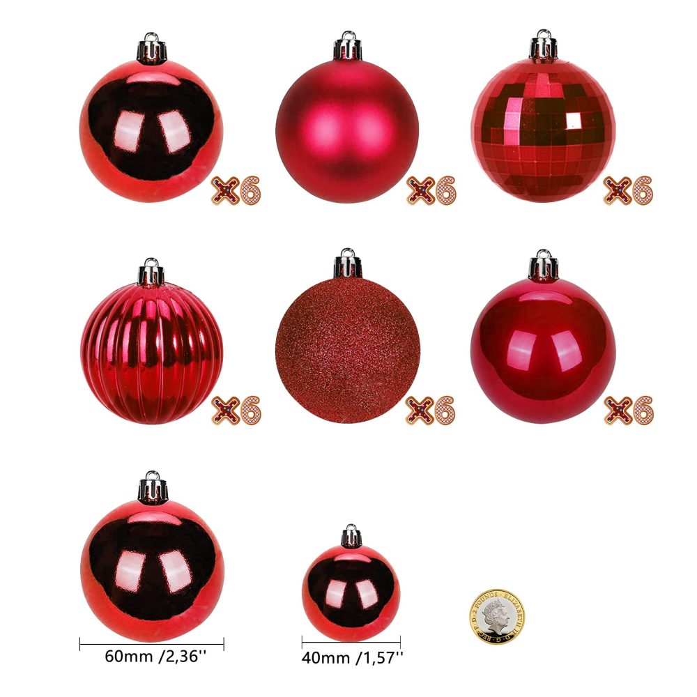 BLAZOR Christmas Baubles, 36Pcs 6CM Christmas Tree Baubles - Shatterproof Christmas Tree Decorations, Large Xmas Hanging Ball for Holiday Wedding Party Ornaments - Image 7