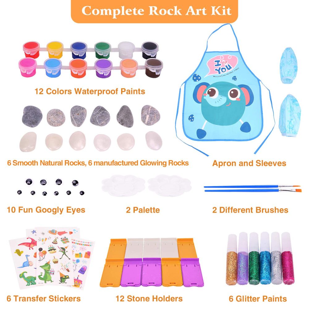Lekebaby Rock Painting Kit, Arts and Crafts for Kids, Creative Toys & Gifts & Presents for Boys Girls Age 3-12 Year Old - Image 7