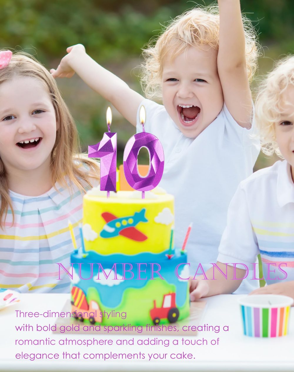 Purple 40th Birthday Candles for Cake, Number 40 Candle for 40th Birthday Decorations, 3D Design Cake Topper Decor for Boy Girl Women Men Birthday Theme Party Weddings Anniversary Celebration Supplies - Image 2