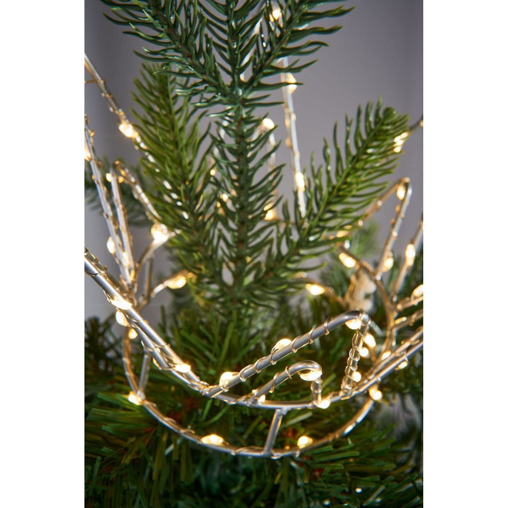 WeRChristmas Pre-Lit Crown Christmas Tree Topper, 58 Warm White LED Lights, 18 cm - Image 3