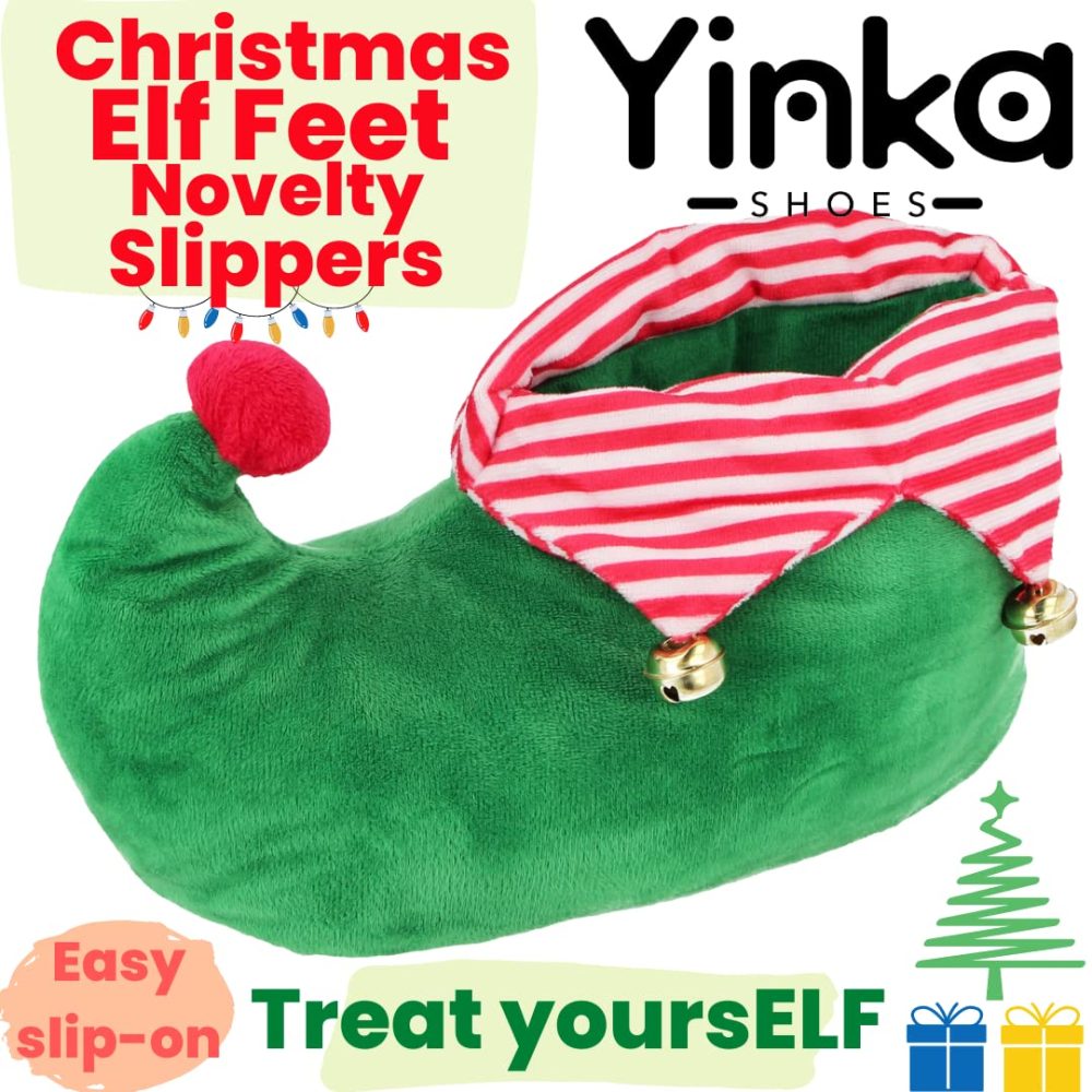 Yinka Shoes Unisex Elf Feet Novelty Christmas Slipper Boots Green 44 - Image 6