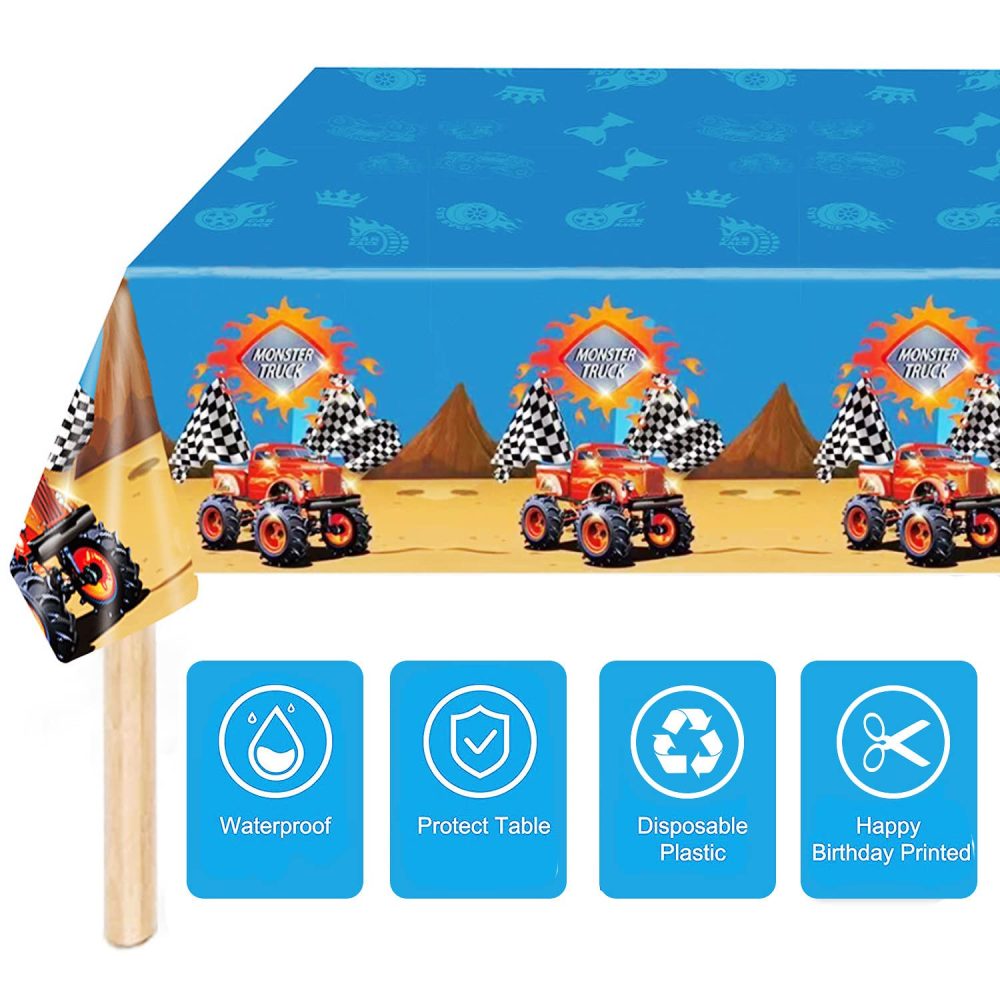 130*220cm Monster Truck TableCloth Party for Boys Birthday Parties,Rectangular Monster Truck Table Cover Plastic Tablecloths for Boys Kids Birthday Monster Truck Theme Party Supplies Decorations - Image 6