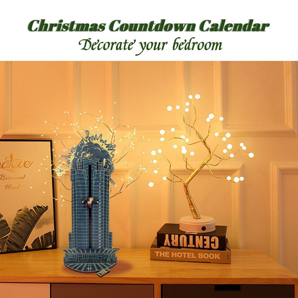 Feliciay Christmas Advent Calendar 2024, Christmas Countdown Advent Calendar, 24 Days Christmas Die Hard Countdown Calendar, Hans Gruber Calendar for Funny Xmas Gifts Desktop Offices Decor(blue) - Image 4