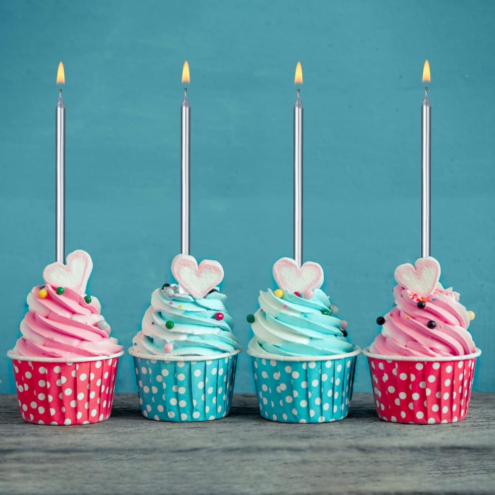 Birthday Cake Candles,12 Pieces Silver Glitter Birthday Candles for Cakes Tall Birthday Party Cake Design for Birthday Wedding Party Decoration - Image 4