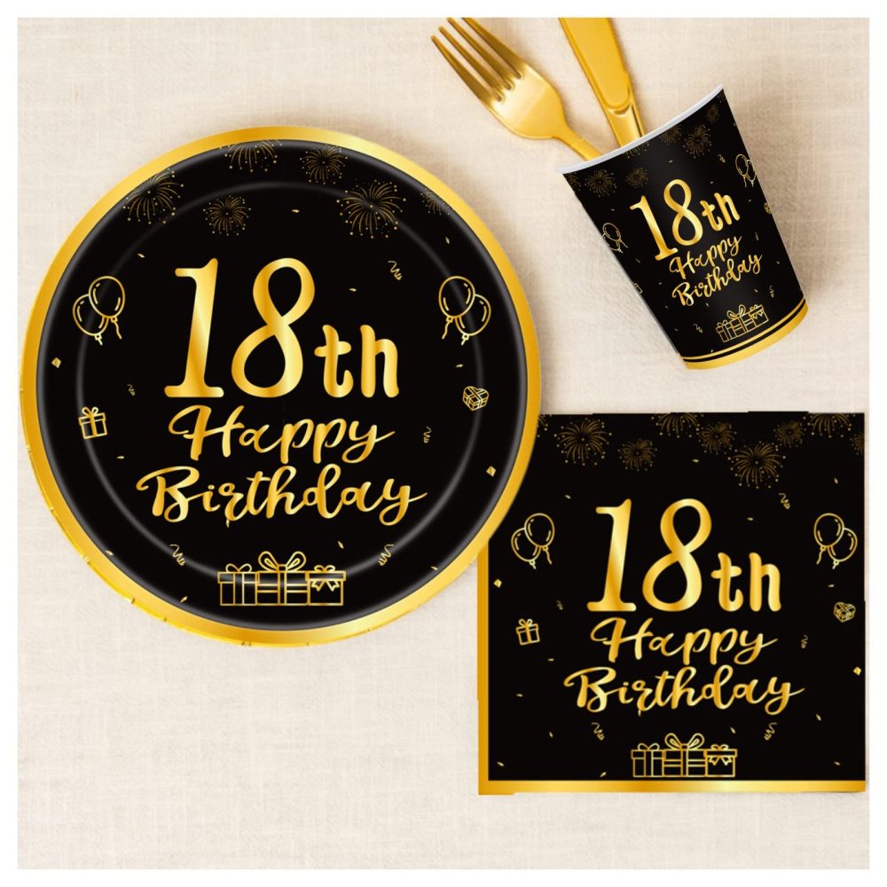 Happy 18th Birthday Paper Cups Black and Gold,16Pc Disposable 18th Tableware Party Cups,18th Birthday Party Decorations Paper Cup for Girls,Boys,Kids,Him,Her 18th Birthday Party Supplies Table Decor - Image 5