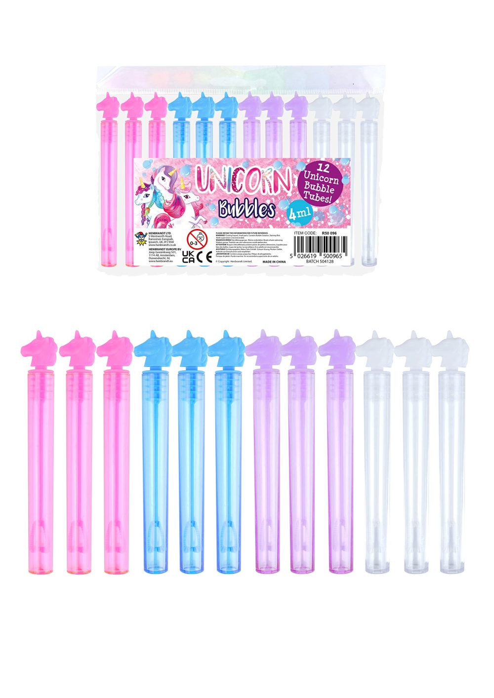 Henbrandt Unicorn Party Bubble Tubes with Wand (Pack of 12) Children's 4ml Party Bubbles Loot Bag Fillers Summer Games for Boys and Girls Kids Party Bags - Image 8