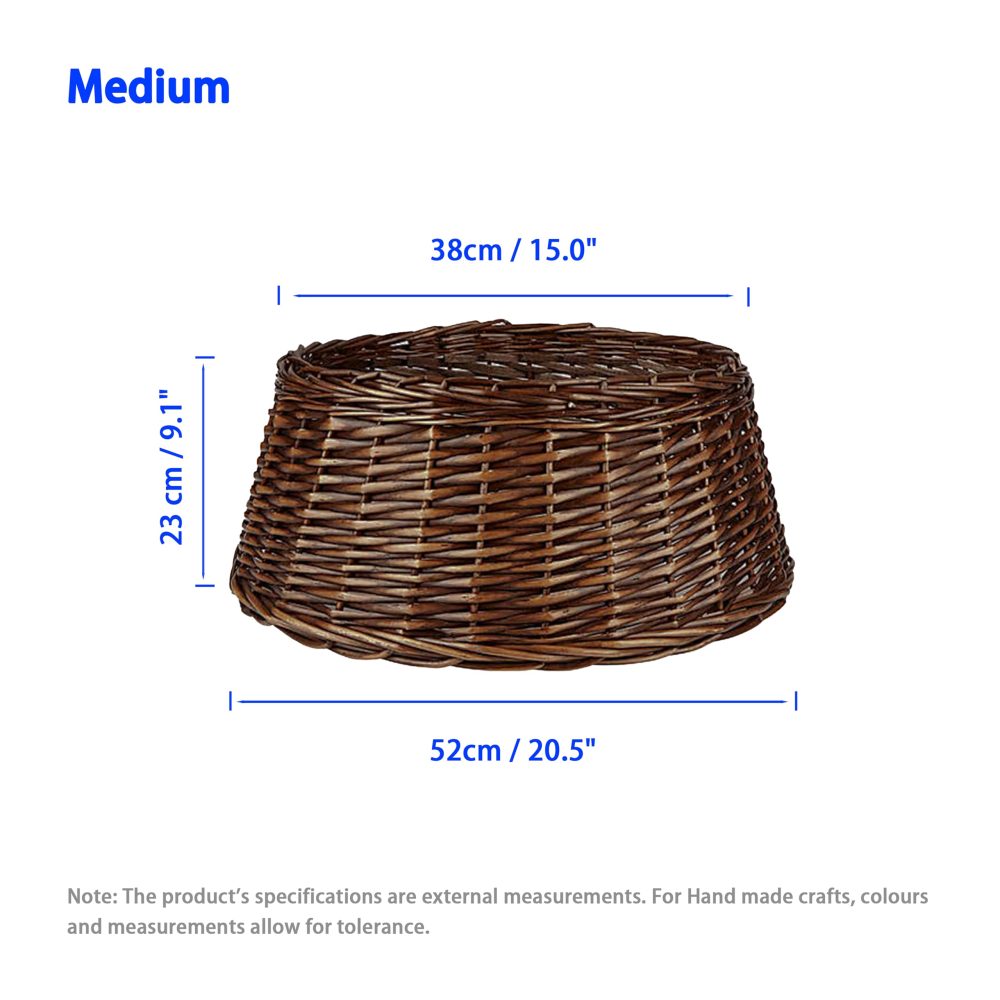 Natural Wicker Christmas Tree Skirt Xmas Stand Cover Xmas Decoration Basket (Brown, Medium) - Image 3