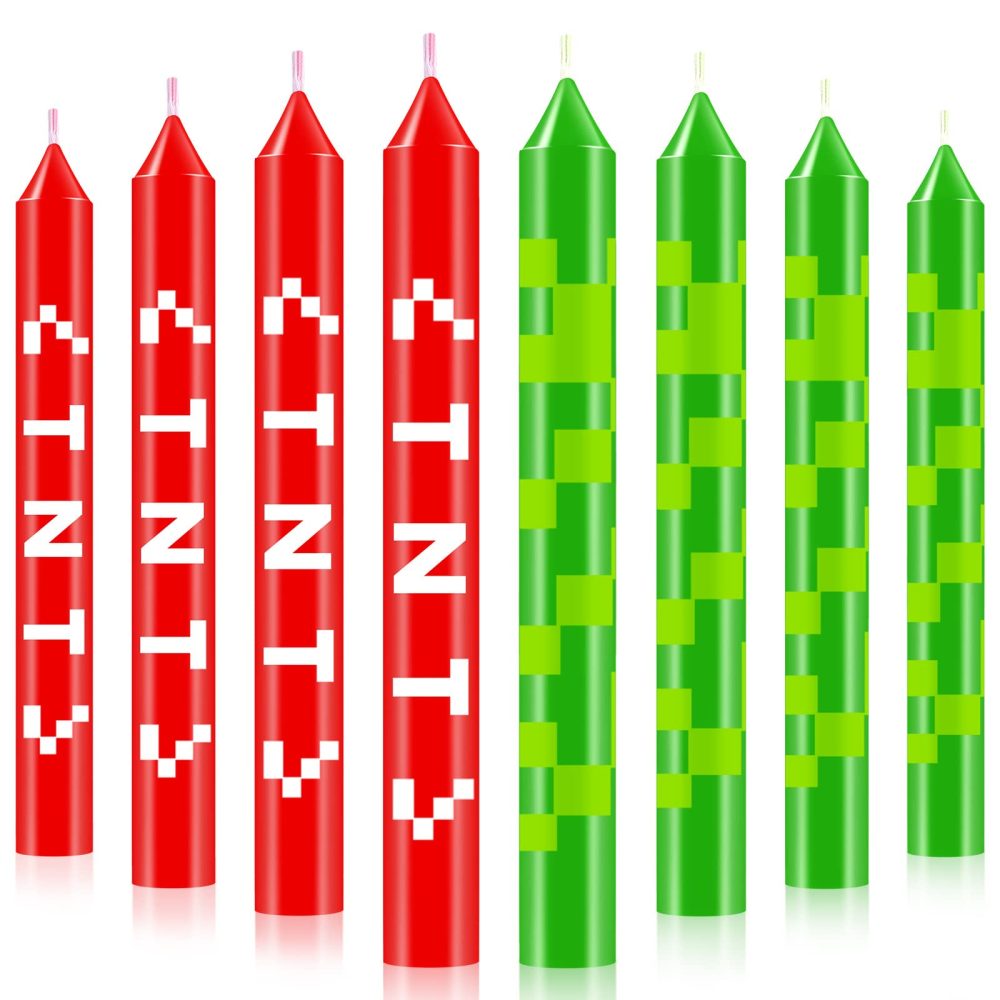 30 Pieces TNT Themed Birthday Candles Party Candles for Cake Red Birthday Candle Pixel Cake Candles for Birthday Graduation Celebration Wedding Party Supplies Decoration
