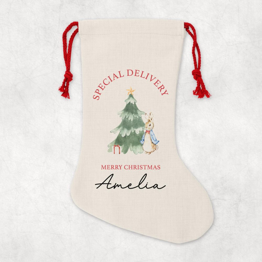 Personalised Christmas Sack | Add Any Name, Select a Design | Custom Christmas Stocking l Custom Christmas Sack For Kids, Children's, Personalised Santa Sack, Christmas Sack (Bunny Tree) - Image 3