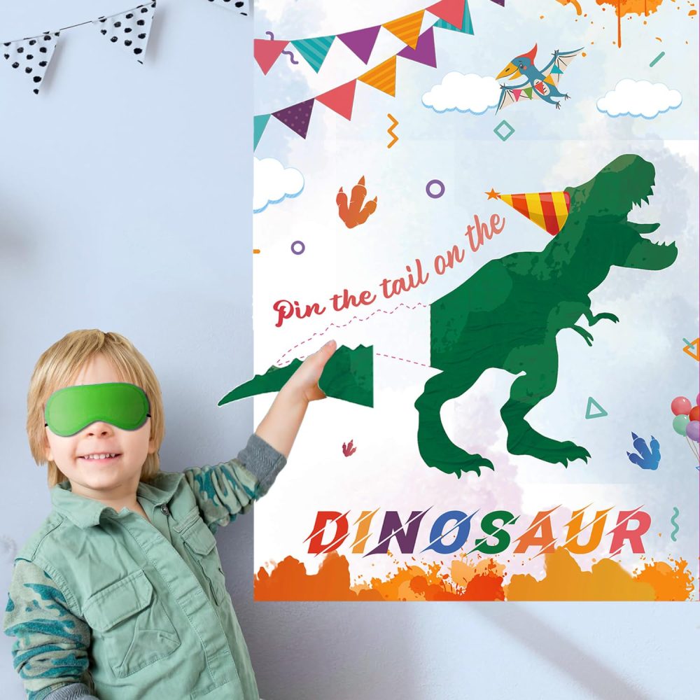 ENTHUR Pin The Tail on The Dinosaur Game -Dinosaur Party Games for Kids Boys with 21'' x 28'' Poster, 24 PCS Tails Sticker Party Supplies for Kids Girls Birthday Party Favor Sets - Image 7