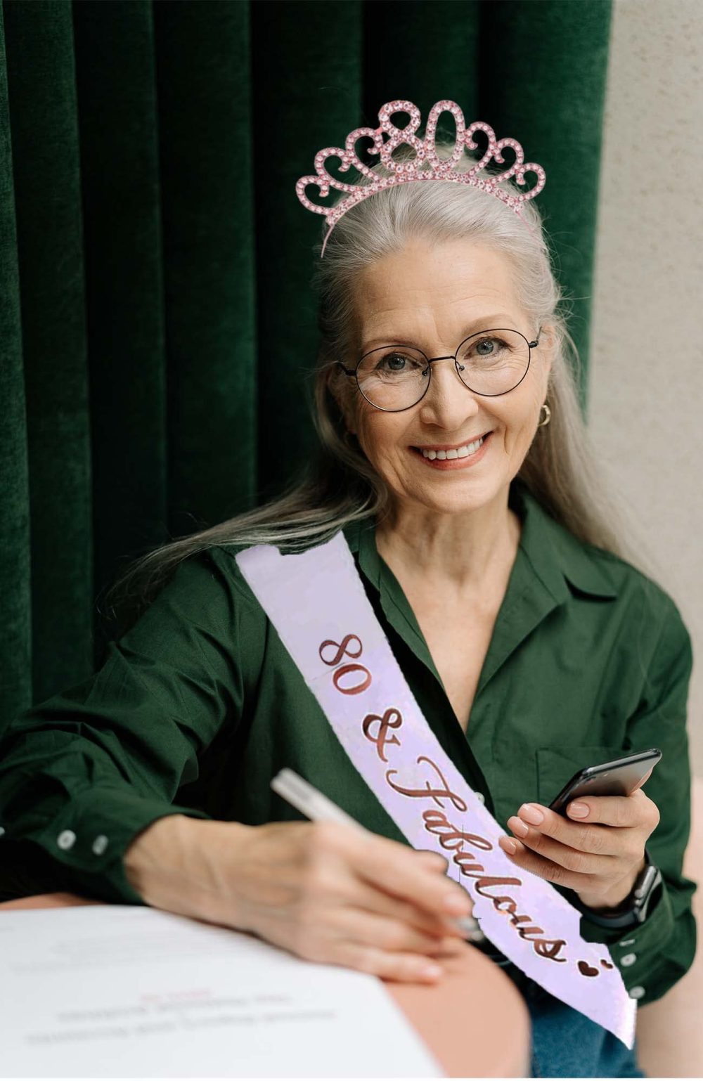 80th Birthday Sash and Crystal Tiara Birthday Crown for 80th Birthday Decorations Women Birthday Gift Party Accessories - Image 5