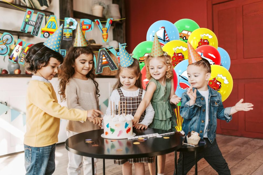 Transportation Birthday Decorations Transport Vehicles Traffic Happy Birthday Banner and Balloons for Boys Kids Girls Transportation Birthday Party Decorations - Image 5