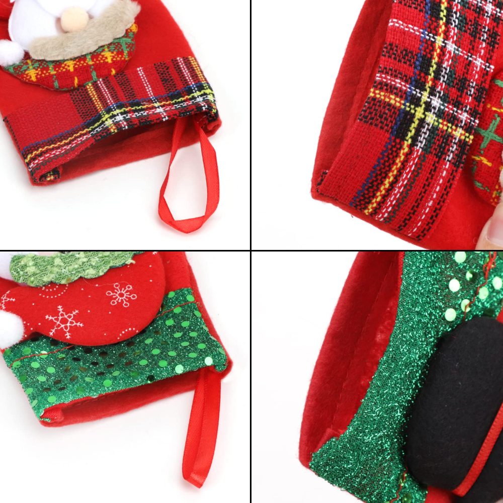 8PCS Mini Christmas Stockings Gift Treat Bags Small Christmas Stockings Santa Snowman Reindeer Xmas Stocking Hanging Christmas Stockings for Xmas Party Gift Filler Fireplace Christmas Tree Decoration - Image 3