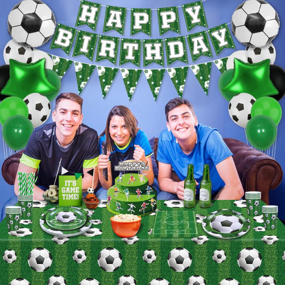 173 Pack Football Party Supplies Football Party Decorations Boys Sports Theme Birthday Decor Football Theme Tableware Set - Football Plates, Balloons, Banners, Ball Tablecloth, Cups, Napkins Serves 20 - Image 8