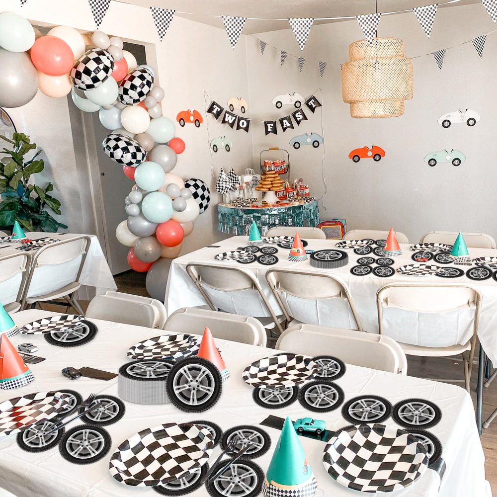100 Pcs Tire Napkins, Race Car Party Supplies, Two Fast Party Decorations, Wheel Paper Napkins for Race Car Themed Birthday Party, Fast One Party, Baby Shower - Image 3