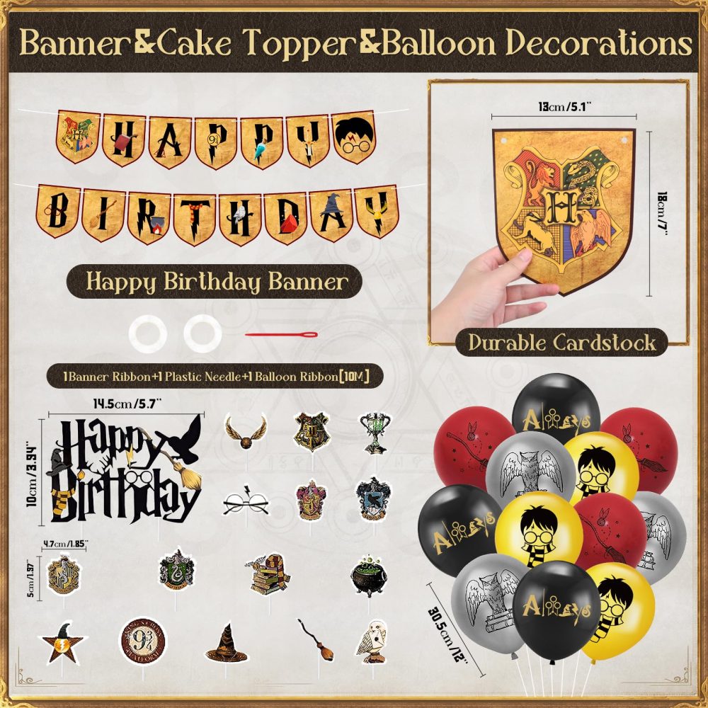 Magical Wizard Party Tableware Set Wizard Party Supplies Wizard Birthday Party Paper Plates Cups Napkins Table Cloth Birthday Banner Balloons Magical Wizard Birthday Party Decorations Supplies - Image 5