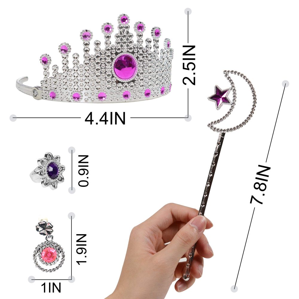 Nunki Toy Jewelry Toy,72 Pieces Princess Pretend Jewelry Toy Playset,Assorted Jewelry Dress Up Costume Toy Rings,Crowns,Wands Toys for Girls Princess Party Favors - Image 2