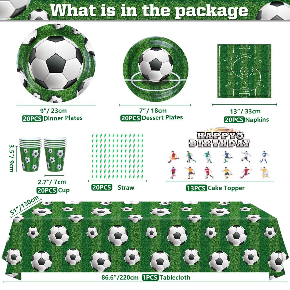 173 Pack Football Party Supplies Football Party Decorations Boys Sports Theme Birthday Decor Football Theme Tableware Set - Football Plates, Balloons, Banners, Ball Tablecloth, Cups, Napkins Serves 20 - Image 5