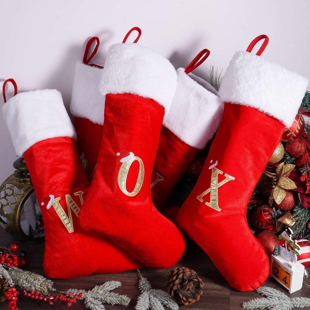 DPDP Large Initial Christmas Stocking-1 Pack 20 Inches Personalised Christmas Stockings, Soft Embroidered Christmas Stockings with Names - Image 8