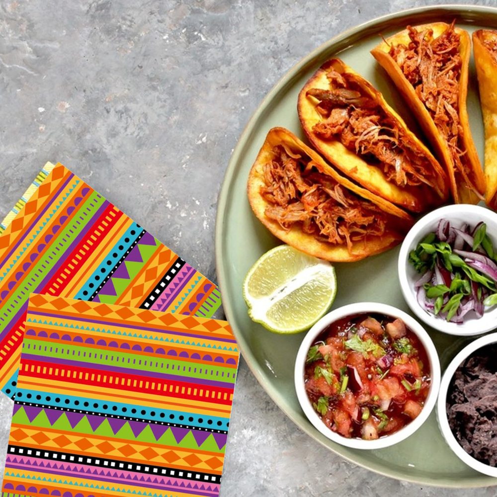 Mexican Fiesta Napkin Party Decoration, 20PCS Mexican Style Paper Napkins Cinco De Mayo Party Supplies, Disposable Colored Stripes Napkin for Adults Birthday Party Table Decoration - Image 4