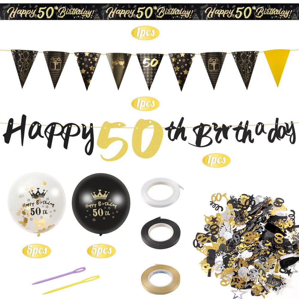 22 Pcs 50th Birthday Decorations, Black Gold 50th Birthday Banners 12 Inches 50th Birthday Balloons for Women and Men 50th Party Decorations - Image 6