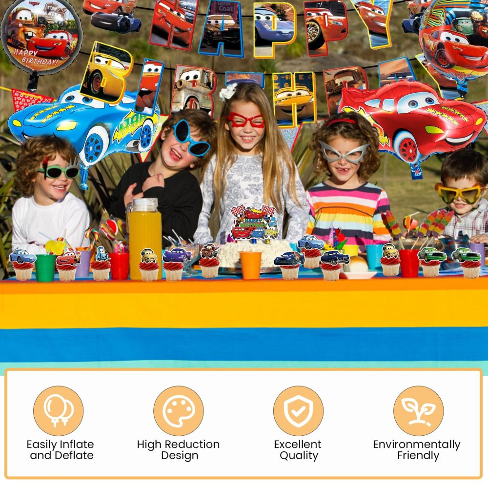 42PCS Car Birthday Decorations, Car Balloons Party Decorations, Auto Theme Birthday Party Supplies Balloons With Banner Cake Topper Racing Cars Balloons for 2th Kids Birthday Party - Image 5