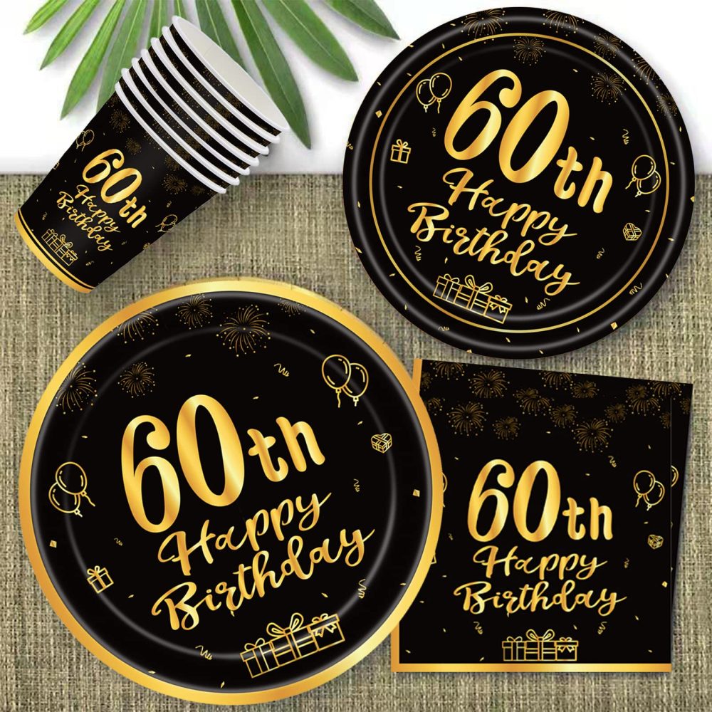 POPOYU 16pcs Black and Gold Paper Cups 60th, Happy Birthday Tableware Paper Cups,Happy 60th Birthday Decorations Paper Cups for Men,Women,Him,Her 60th Birthday Gifts Party Supplies Decorations - Image 7