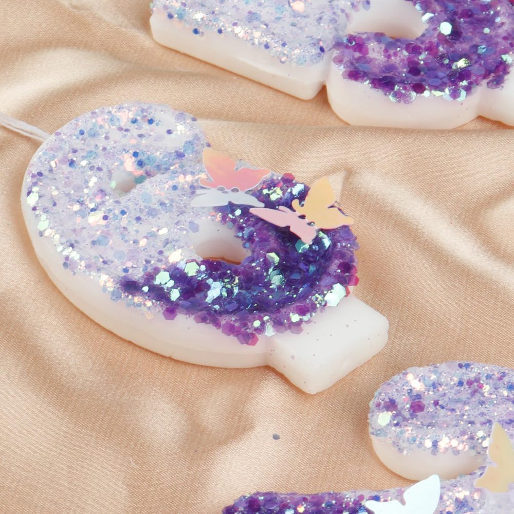 Purple 10 Butterfly Birthday Candles, Number 10 Candle, 3D Glitter Sequin Numeral Candles, Birthday Candle for Cake, Happy First Birthday Candle, Cake Candles Topper Decorations for Girls Birthday - Image 5