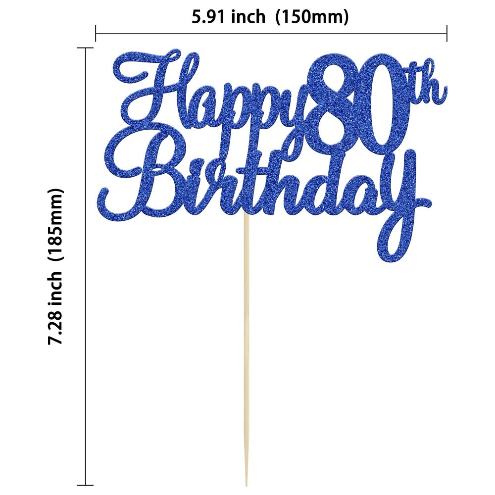 Gyufise 3Pcs Happy 80th Birthday Cake Topper Glitter 80th Birthday Cake Pick Cheers to 80 Years Old Eighty Fabulous Cake Decorations for 80th Birthday Theme Party Supplies - Image 8
