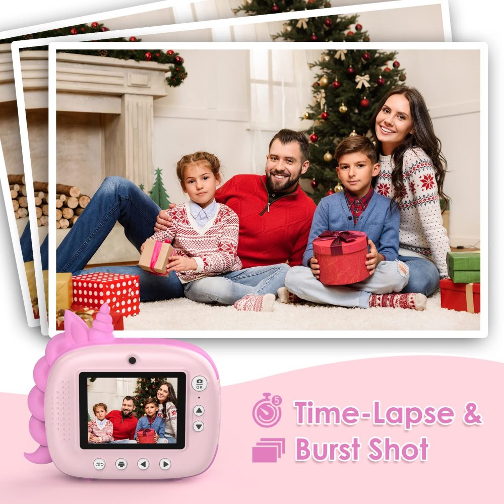 HiMont Kids Camera Instant Print, Digital Camera for Kids with No Ink Print Paper & 32G TF Card, Selfie Video Camera with Color Pens for DIY, Fun Gift for Girls Boys 3-14 Years Old (Pink) - Image 6