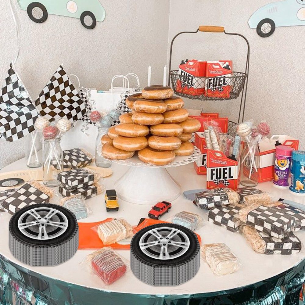 100 Pcs Tire Napkins, Race Car Party Supplies, Two Fast Party Decorations, Wheel Paper Napkins for Race Car Themed Birthday Party, Fast One Party, Baby Shower - Image 4