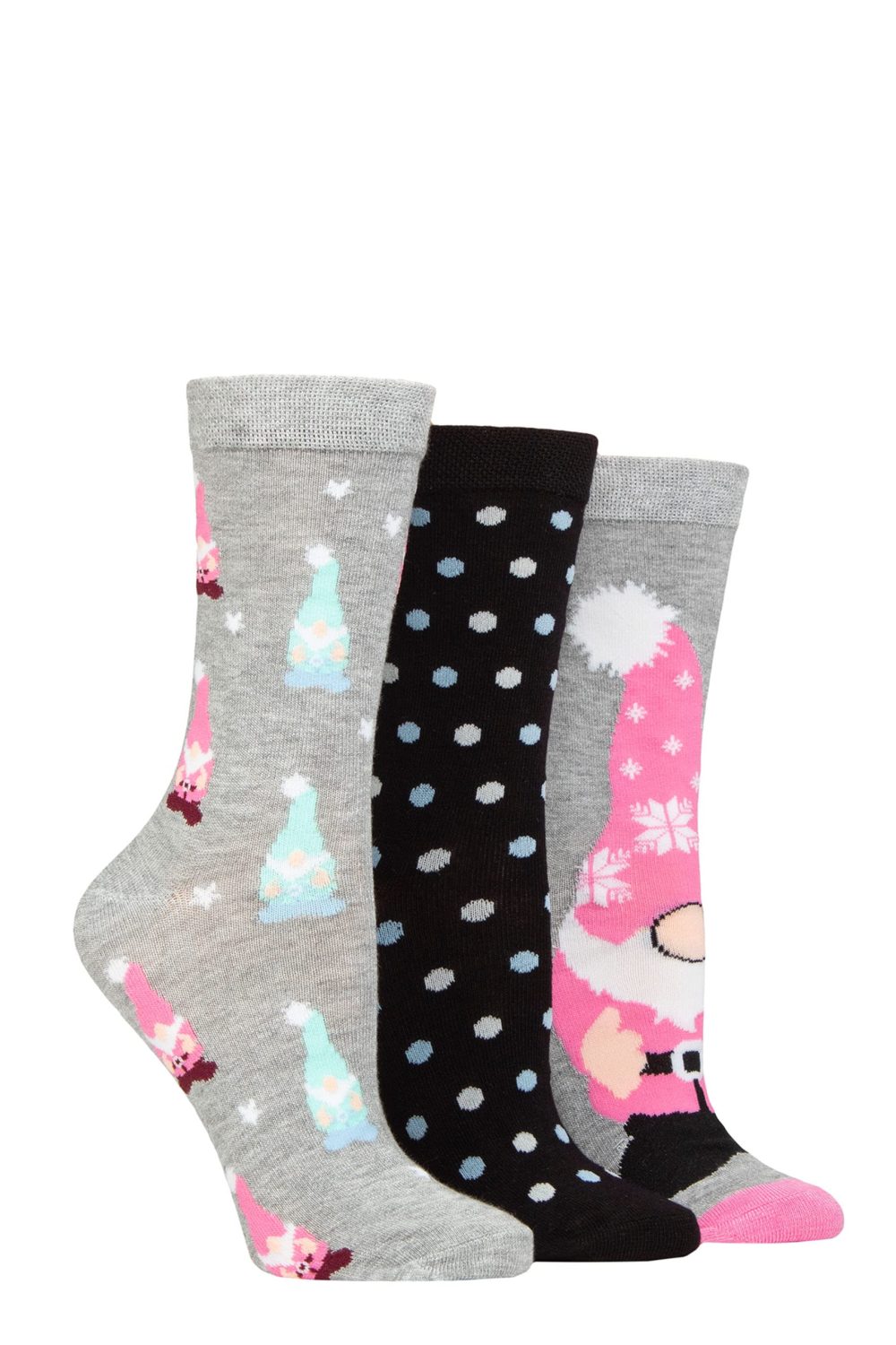 SockShop Lazy Panda Ladies Christmas Bamboo Socks Pack of 3 Christmas Gnomes 4-8