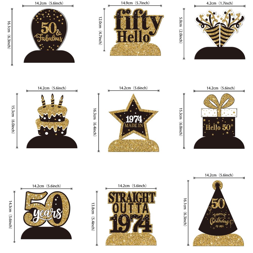 Xsstarmi 9 Pack 50th Happy Birthday Honeycomb Centerpieces Straight Outta 1974 Fifty Hello 50 Fabulous 50 Years Table Toppers Decorations for Happy Birthday Theme 50th Birthday Party Supplies - Image 2