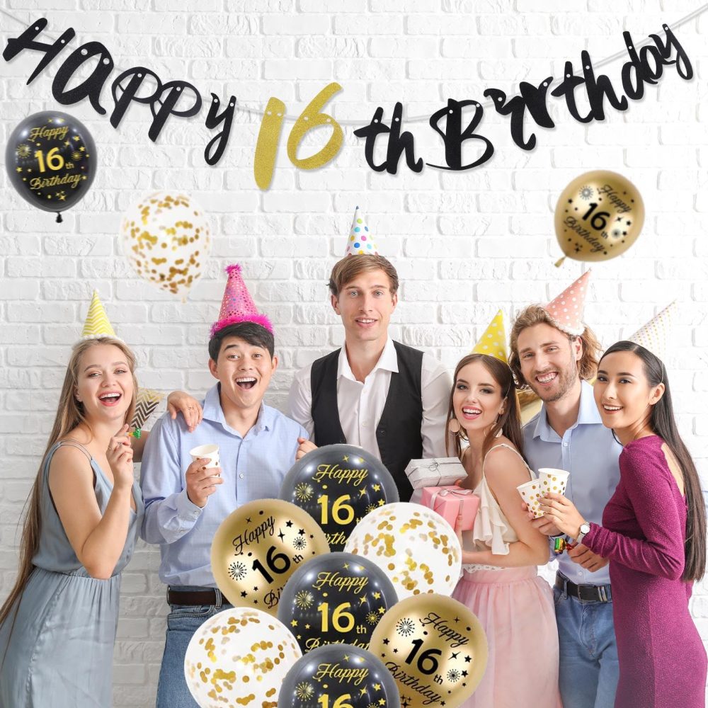50th Birthday Decorations for Him,Black Gold Birthday Decoration Kit Incloud 10 Pcs Black Gold Happy 50th Birthday Latex Confetti Balloons 50th Birthday Banners for Men Women 50th Birthday Supplies - Image 5