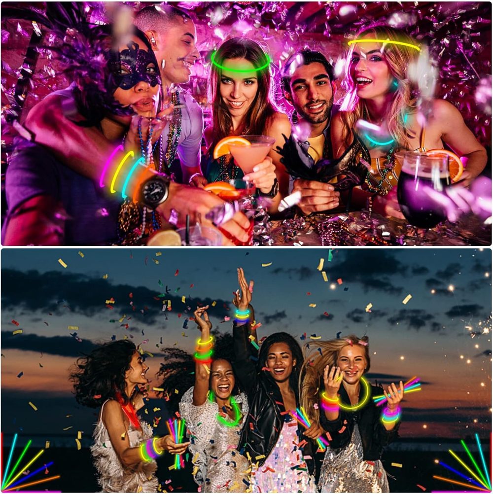 DELEE 100PCS Glow Sticks,Glow Sticks Party Packs Neon Glow Stick Bracelets,Glow Necklaces for Kids Adults, Perfect for Weddings,Parties,Festivals,Halloween,Christmas - Glow in the Dark Party Supplies - Image 5