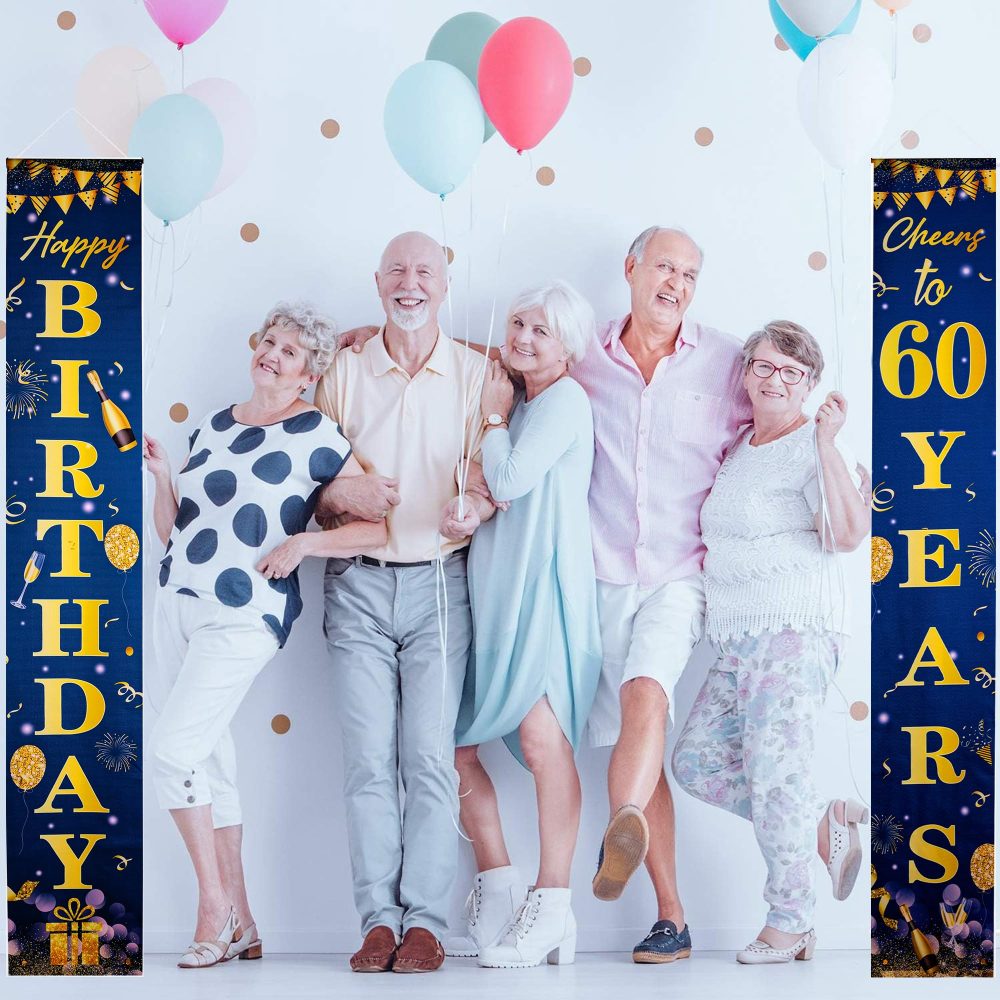 Happy 70th Birthday Door Banner Blue Gold 70th Birthday Party Decorations, 70th Birthday Door Decorations Porch Hanging Banner for Men 70 Year Old Indoor Outdoor Garden Blue Gold - Image 3