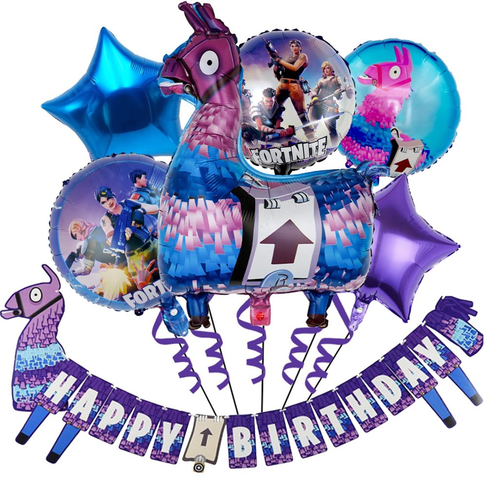 6pcs Video Game Foil Balloons 1pcs Large Banner, Party Decorations Game Theme Party Favors Party Supplies for Birthday Party
