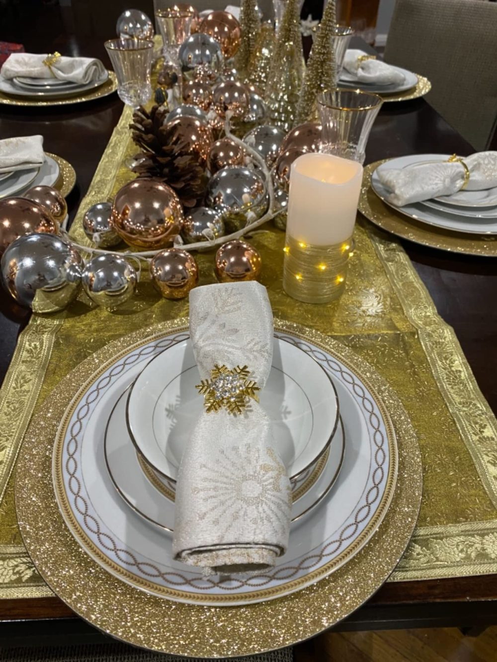Christmas Napkin Rings Set of 6 Gold Metal Napkin Rings Holders for Holiday Christmas Dining Table Decoration Party Decor - Image 2